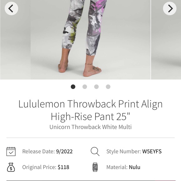 Lululemon Throwback Print Align High-Rise Pant 25"
Unicorn Throwback White Multi - Picture 4 of 8